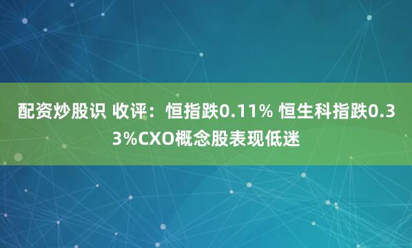 配资炒股识 收评：恒指跌0.11% 恒生科指跌0.33%CXO概念股表现低迷