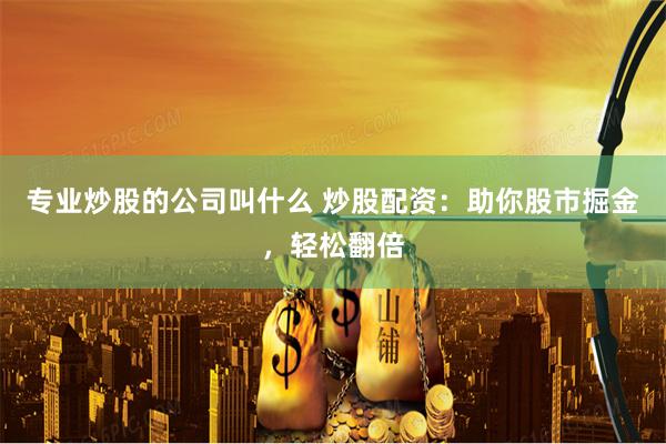 专业炒股的公司叫什么 炒股配资:助你股市掘金,轻松翻倍